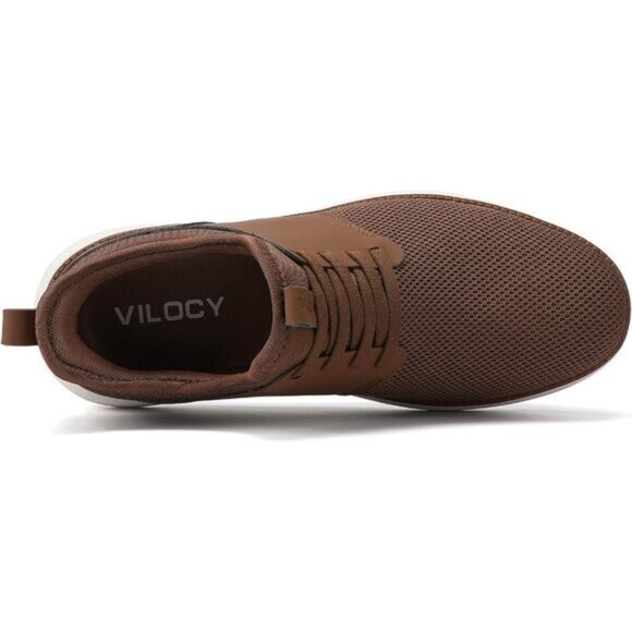 ⚡VILOCY Men's All Brown Fashion Dress Oxfords Business Mesh Breathable Sneakers - Picture 3 of 9